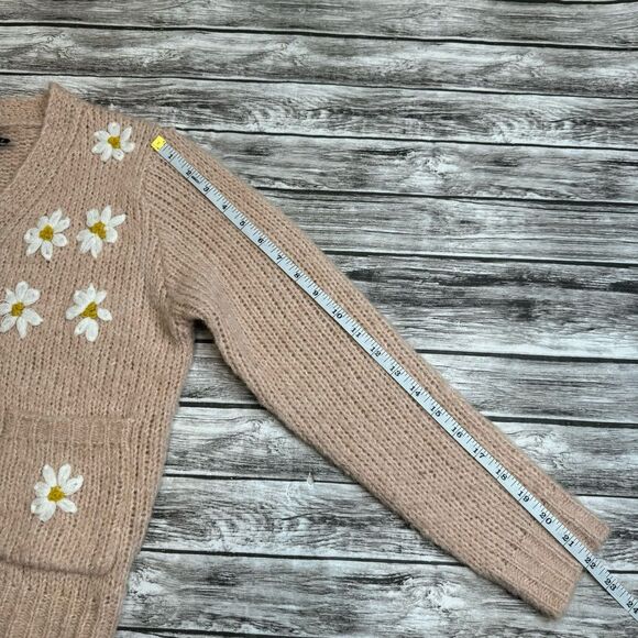Cliche Floral Embroidered Button Cardigan Wool Blend Peach Small Cozy - Picture 13 of 13